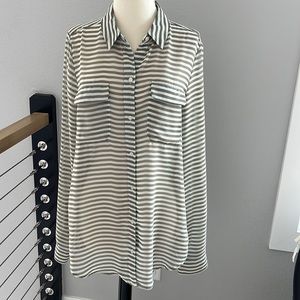 Sheer button up blouse with breast pockets